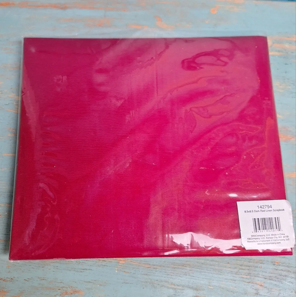 Linen Scrapbook Square Pages Slip in Sleeves Red Cover Diy Craft Scrap Book 8x8